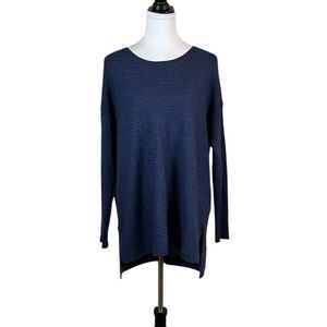 Tahari Navy‎ Blue Women's Long Sleeve Lightweight Sweater, Size 1X